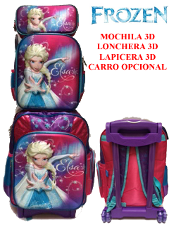 combo de mochila, lonchera y lapicera con Elsa