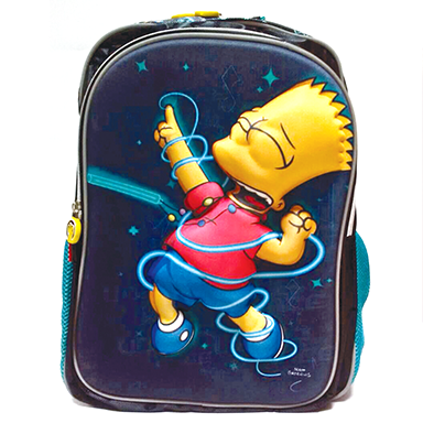 mochila azul marino con el personaje Bart Simpson