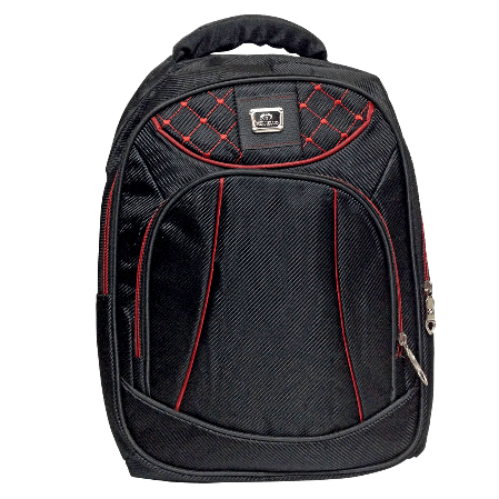 mochila reforzada con aplicaciones en color rojo