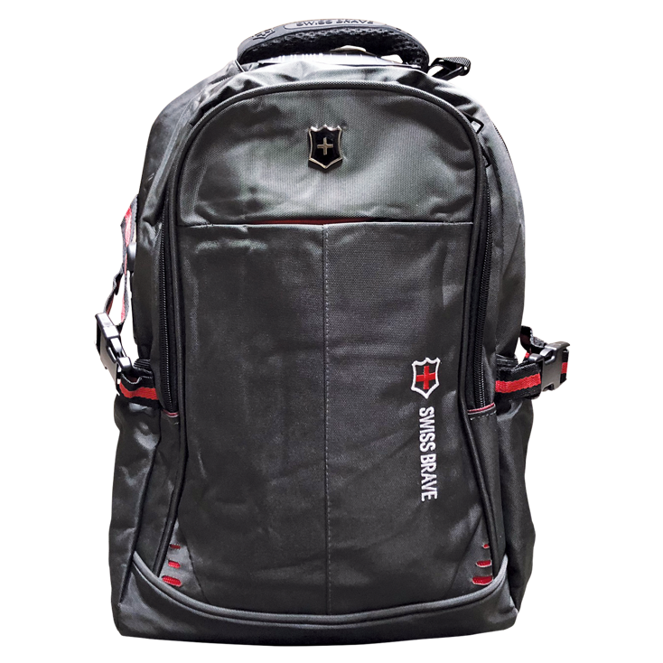 mochila negra con 4 cierres